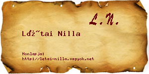 Létai Nilla névjegykártya
